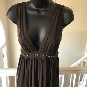 NWOT Nicole Miller Brown Sleeveless Sundress Sz M